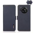 For Sharp Aquos R7 KHAZNEH Side-Magnetic Litchi Genuine Leather RFID Phone Case(Blue) - More Brand by PMC TechLife | Online Shopping South Africa | PMC TechLife | Buy Now Pay Later Mobicred
