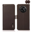 For Sharp Aquos R7 KHAZNEH Side-Magnetic Litchi Genuine Leather RFID Phone Case(Brown) - More Brand by PMC TechLife | Online Shopping South Africa | PMC TechLife | Buy Now Pay Later Mobicred
