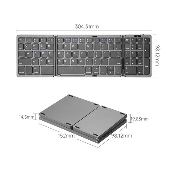 B089T Foldable Bluetooth Keyboard Rechargeable with Touchpad(Silver)