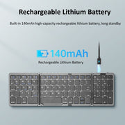 B089T Foldable Bluetooth Keyboard Rechargeable with Touchpad(Silver)