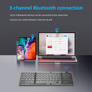 B089T Foldable Bluetooth Keyboard Rechargeable with Touchpad(Grey)