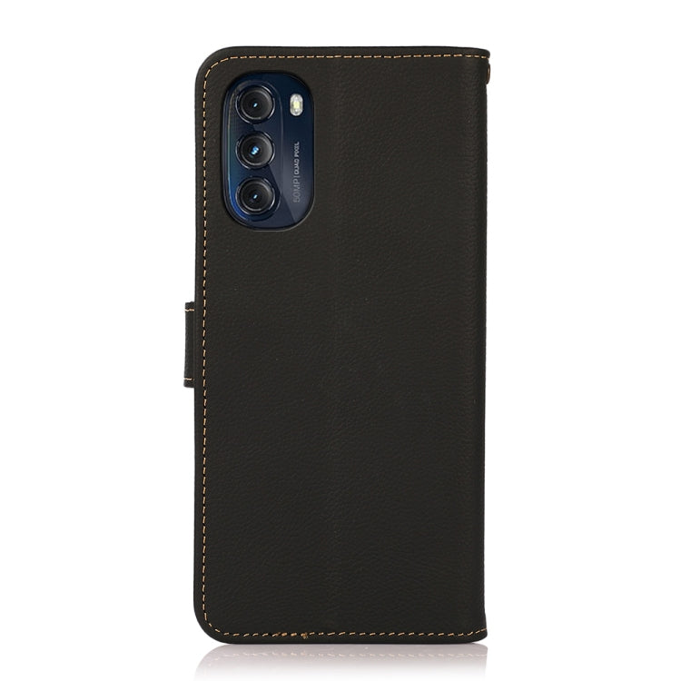 For Motorola Moto G 2022 5G KHAZNEH Custer Genuine Leather RFID Phone Case(Black) - Motorola Cases by PMC TechLife | Online Shopping South Africa | PMC TechLife | Buy Now Pay Later Mobicred