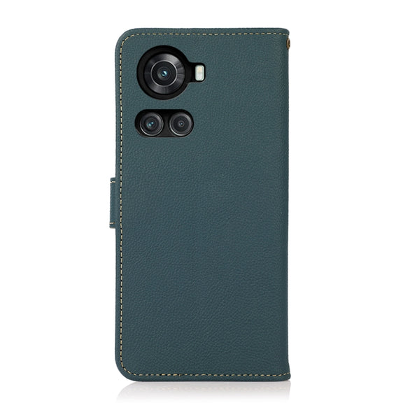 For OnePlus 10R / Ace KHAZNEH Custer Genuine Leather RFID Phone Case(Green)
