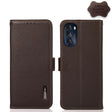 For Motorola Moto G 2022 5G KHAZNEH Side-Magnetic Litchi Genuine Leather RFID Phone Case(Brown) - Motorola Cases by PMC TechLife | Online Shopping South Africa | PMC TechLife | Buy Now Pay Later Mobicred