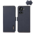 For OnePlus 10R / Ace KHAZNEH Side-Magnetic Litchi Genuine Leather RFID Phone Case(Blue) - OnePlus Cases by PMC TechLife | Online Shopping South Africa | PMC TechLife | Buy Now Pay Later Mobicred