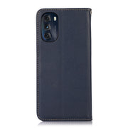 For Motorola Moto G 2022 5G KHAZNEH Nappa Top Layer Cowhide Leather Phone Case(Blue)