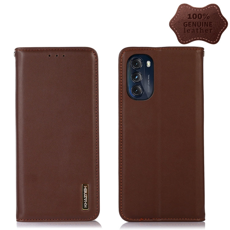 For Motorola Moto G 2022 5G KHAZNEH Nappa Top Layer Cowhide Leather Phone Case(Brown) - Motorola Cases by PMC TechLife | Online Shopping South Africa | PMC TechLife | Buy Now Pay Later Mobicred
