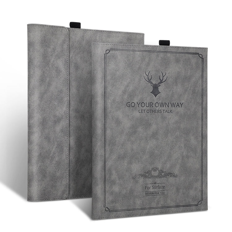 For MicroSoft Surface Pro 8 Deer Head Pattern Tablet Leather Case(Grey) - Others by PMC Jewellery | Online Shopping South Africa | PMC Jewellery | Buy Now Pay Later Mobicred