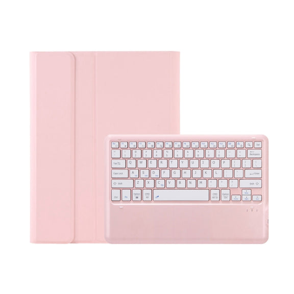 C12B Detachable Pen Slot Bluetooth Keyboard Leather Tablet Case For iPad Pro 12.9 inch 2021/2020/2018(Pink)