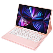 C12B Detachable Pen Slot Bluetooth Keyboard Leather Tablet Case For iPad Pro 12.9 inch 2021/2020/2018(Pink)