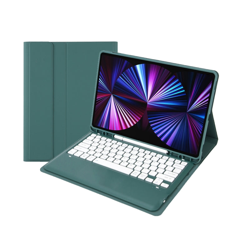C12B Detachable Pen Slot Bluetooth Keyboard Leather Tablet Case For iPad Air 13 2025 / 2024 / Pro 12.9 inch 2021/2020/2018(Dark Green) - For iPad Pro by PMC Jewellery | Online Shopping South Africa | PMC Jewellery | Buy Now Pay Later Mobicred