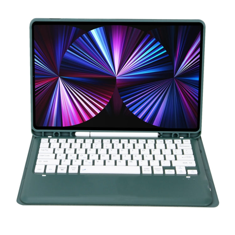 C12B Detachable Pen Slot Bluetooth Keyboard Leather Tablet Case For iPad Air 13 2025 / 2024 / Pro 12.9 inch 2021/2020/2018(Dark Green) - For iPad Pro by PMC Jewellery | Online Shopping South Africa | PMC Jewellery | Buy Now Pay Later Mobicred