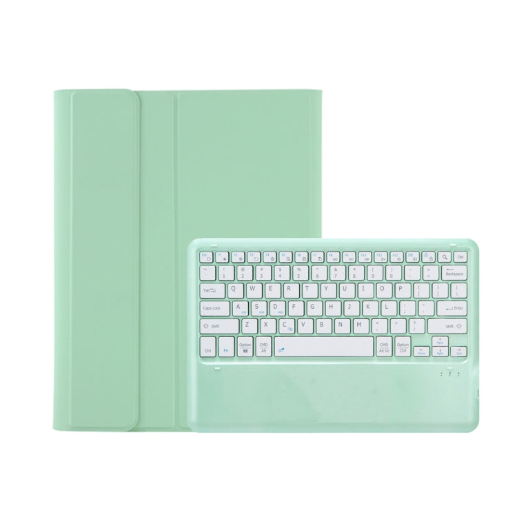 C12B Detachable Pen Slot Bluetooth Keyboard Leather Tablet Case For iPad Air 13 2025 / 2024 / Pro 12.9 inch 2021/2020/2018(Mint Green)