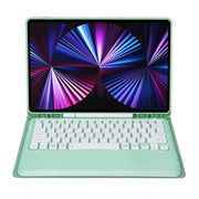 C12B Detachable Pen Slot Bluetooth Keyboard Leather Tablet Case For iPad Air 13 2025 / 2024 / Pro 12.9 inch 2021/2020/2018(Mint Green)