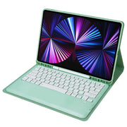 C12B Detachable Pen Slot Bluetooth Keyboard Leather Tablet Case For iPad Air 13 2025 / 2024 / Pro 12.9 inch 2021/2020/2018(Mint Green)