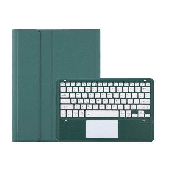 T12B-A Detachable Touch Pad Bluetooth Keyboard Leather Tablet Case For iPad Pro 12.9 inch 2021/2020/2018(Dark Green)