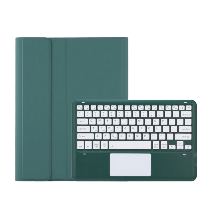 T12B-A Detachable Touch Pad Bluetooth Keyboard Leather Tablet Case For iPad Pro 12.9 inch 2021/2020/2018(Dark Green)