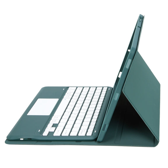 T12B-A Detachable Touch Pad Bluetooth Keyboard Leather Tablet Case For iPad Pro 12.9 inch 2021/2020/2018(Dark Green)