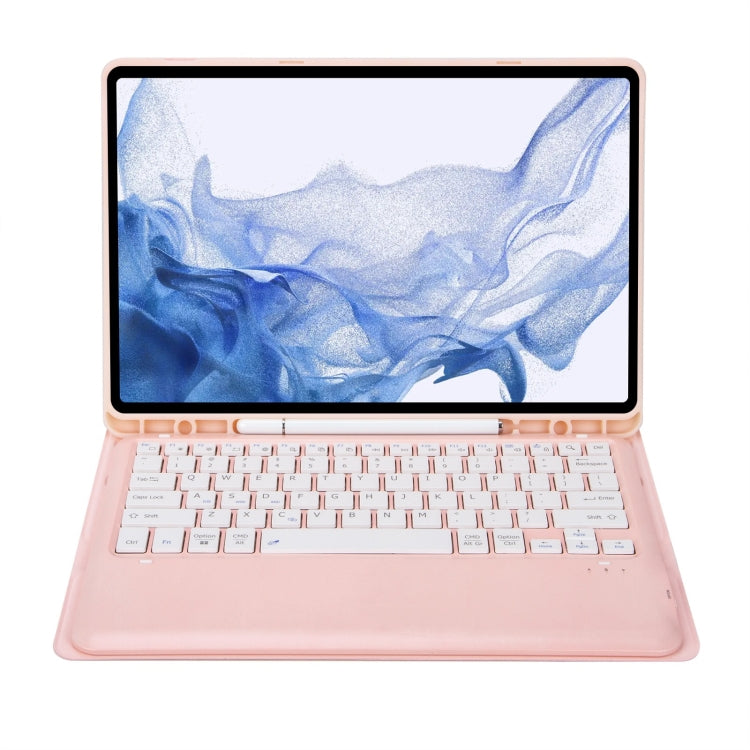 T800B Pen Slot Detachable Bluetooth Keyboard Leather Tablet Case For Samsung Galaxy Tab S8+/S7+/S7 FE(Pink) - Samsung Keyboard by PMC TechLife | Online Shopping South Africa | PMC TechLife