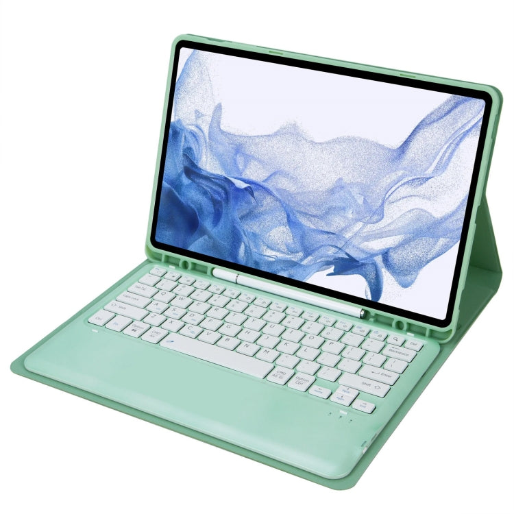 T800B Pen Slot Detachable Bluetooth Keyboard Leather Tablet Case For Samsung Galaxy Tab S8+/S7+/S7 FE(Mint Green) - Samsung Keyboard by PMC TechLife | Online Shopping South Africa | PMC TechLife