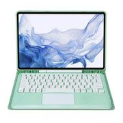 T800B-A Touch Pad Detachable Bluetooth Keyboard Leather Tablet Case For Samsung Galaxy Tab S8+/S7+/S7 FE(Mint Green)