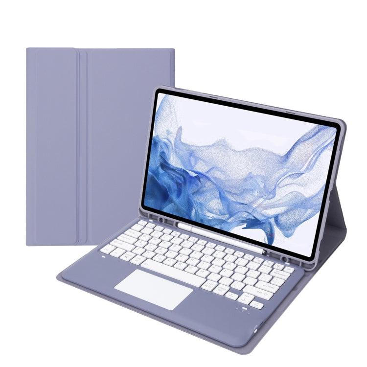 T800B-A Touch Pad Detachable Bluetooth Keyboard Leather Tablet Case For Samsung Galaxy Tab S8+/S7+/S7 FE(Purple) - Samsung Keyboard by PMC TechLife | Online Shopping South Africa | PMC TechLife | Buy Now Pay Later Mobicred