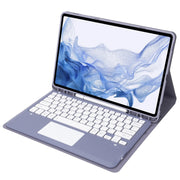 T800B-A Touch Pad Detachable Bluetooth Keyboard Leather Tablet Case For Samsung Galaxy Tab S8+/S7+/S7 FE(Purple)