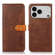 For iPhone 17 Pro KHAZNEH Dual-color Cowhide Texture Flip Leather Phone Case(Brown)