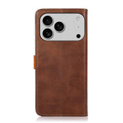 For iPhone 17 Pro KHAZNEH Dual-color Cowhide Texture Flip Leather Phone Case(Brown)