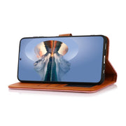 For iPhone 17 Pro KHAZNEH Dual-color Cowhide Texture Flip Leather Phone Case(Brown)