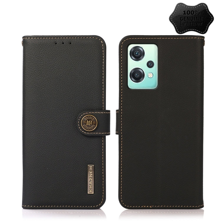 For OnePlus Nord CE 2 Lite 5G KHAZNEH Custer Genuine Leather RFID Phone Case(Black) - OnePlus Cases by PMC TechLife | Online Shopping South Africa | PMC TechLife | Buy Now Pay Later Mobicred