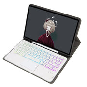 A07B-AS Lambskin Pen Slot Touch Pad Backlight Bluetooth Keyboard Leather Tablet Case For iPad 9.7 2018&2017 / Pro 9.7 / Air 2(Gold)