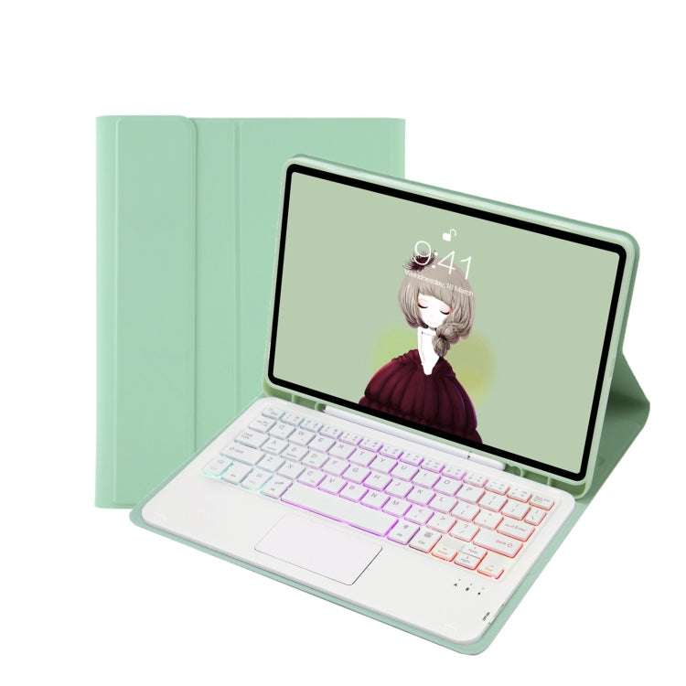 T07B-AS Skin Feel Pen Slot Touch Pad Backlight Bluetooth Keyboard Leather Tablet Case For iPad 9.7 2018&2017 / Pro 9.7 / Air 2(Mint Green) - For iPad Pro by PMC TechLife | Online Shopping South Africa | PMC TechLife