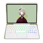 T102B-AS Skin Feel Pen Slot Touch Pad Backlight Bluetooth Keyboard Leather Tablet Case For iPad 10.2 2021&2020&2019/Air 2019/Pro 10.5(Mint Green)