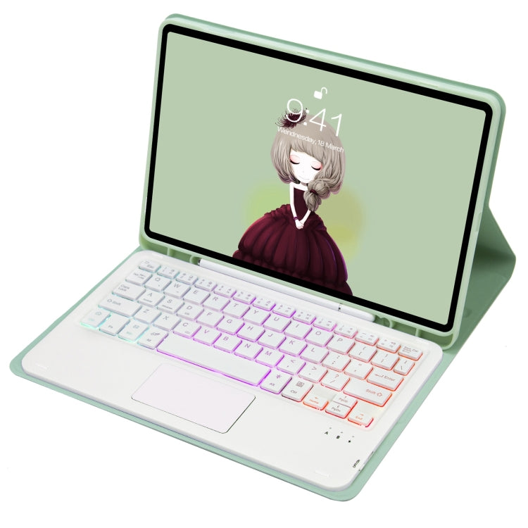 T102B-AS Skin Feel Pen Slot Touch Pad Backlight Bluetooth Keyboard Leather Tablet Case For iPad 10.2 2021&2020&2019/Air 2019/Pro 10.5(Mint Green) - free shipping - PMC TechLife - Order now!