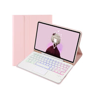 T11B-AS Skin Feel Pen Slot Touch Pad Backlight Bluetooth Keyboard Leather Tablet Case For iPad Pro 11 2021&2020&2018(Pink)