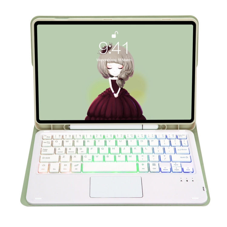 T11B-AS Skin Feel Pen Slot Touch Pad Backlight Bluetooth Keyboard Leather Tablet Case For iPad Air 11 2025 / 2024 / Pro 11 2021&2020&2018(Mint Green) - free shipping - PMC TechLife - Order now!