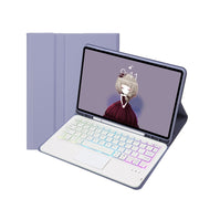 T098B-AS Skin Feel Pen Slot Touch Pad Backlight Bluetooth Keyboard Leather Tablet Case For iPad Air 11 2025 / 2024 / Air 4 10.9 2020 / Air 5 10.9 2022 (Purple)
