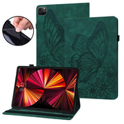 For iPad Pro 11 2022 / 2021 / 2020 / Air 2020 10.9 / 11 2024 Big Butterfly Embossed Smart Leather Tablet Case(Green)