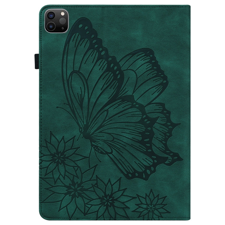 For iPad Pro 11 2022 / 2021 / 2020 / Air 2020 10.9 / 11 2024 Big Butterfly Embossed Smart Leather Tablet Case(Green) - iPad Pro 11 (2022/2021) Cases by PMC TechLife | Online Shopping South Africa | PMC TechLife | Buy Now Pay Later Mobicred