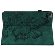 For iPad Pro 11 2022 / 2021 / 2020 / Air 2020 10.9 / 11 2024 Big Butterfly Embossed Smart Leather Tablet Case(Green)