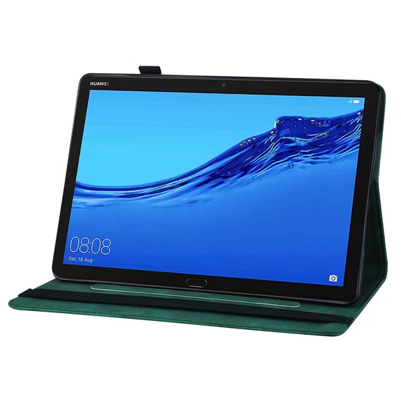 For Huawei MediaPad M5 Lite 10.1 Big Butterfly Embossed Leather Tablet Case(Green)
