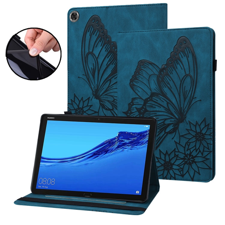 For Huawei MediaPad M5 Lite 10.1 Big Butterfly Embossed Leather Tablet Case(Blue) - Huawei by PMC TechLife | Online Shopping South Africa | PMC TechLife | Buy Now Pay Later Mobicred