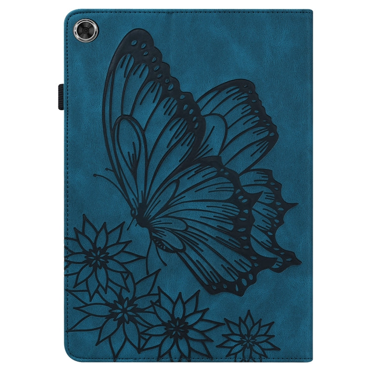 For Huawei MediaPad M5 Lite 10.1 Big Butterfly Embossed Leather Tablet Case(Blue)