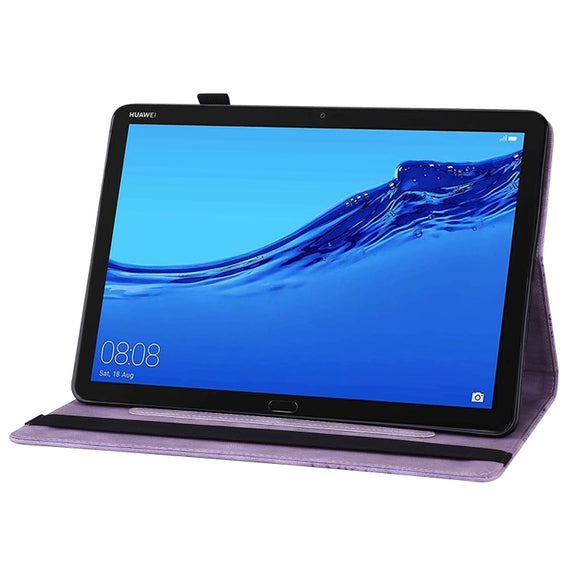 For Huawei MediaPad M5 Lite 10.1 Big Butterfly Embossed Leather Tablet Case(Purple)
