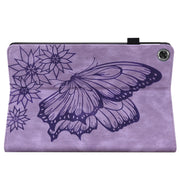 For Huawei MediaPad M5 Lite 10.1 Big Butterfly Embossed Leather Tablet Case(Purple)