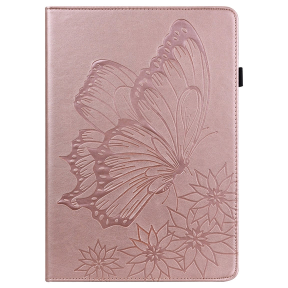 For Huawei MediaPad M5 Lite 10.1 Big Butterfly Embossed Leather Tablet Case(Rose Gold)