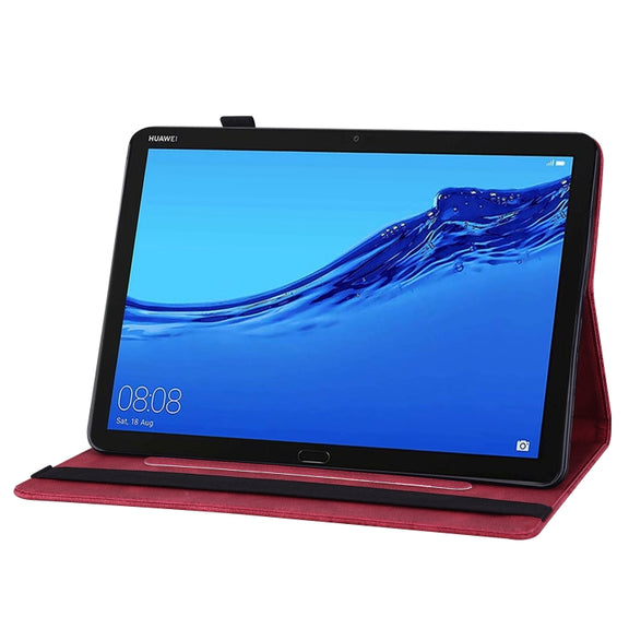 For Huawei MediaPad M5 Lite 10.1 Big Butterfly Embossed Leather Tablet Case(Red)