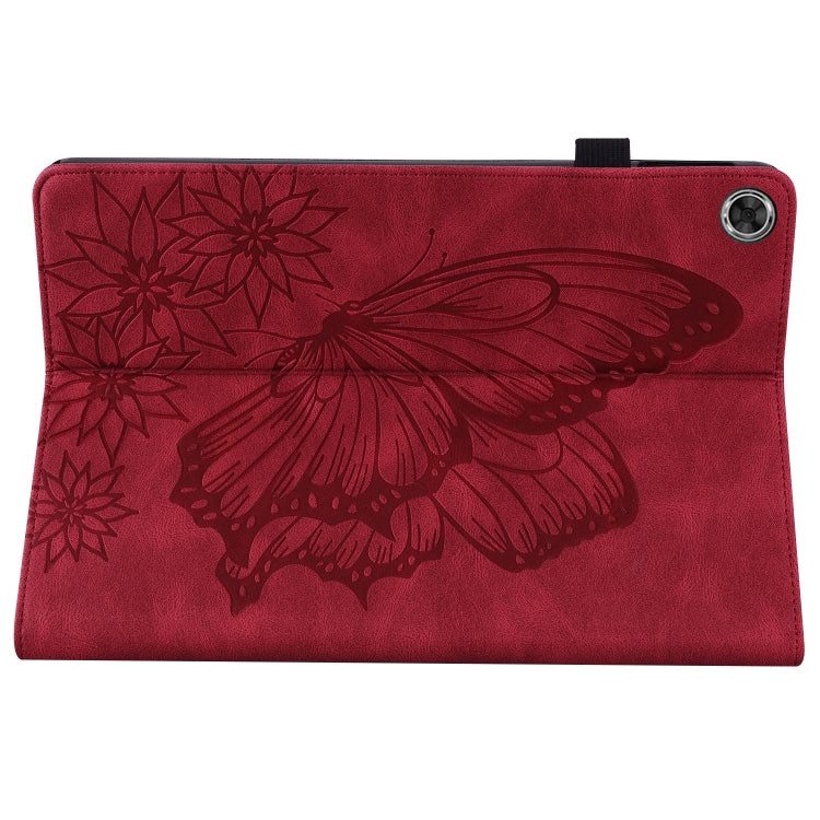 For Huawei MediaPad M5 Lite 10.1 Big Butterfly Embossed Leather Tablet Case(Red)