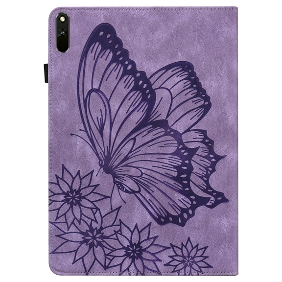 For Huawei MatePad 11 2021 Big Butterfly Embossed Leather Tablet Case(Purple)